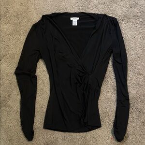 Cache Black Wrap Blouse